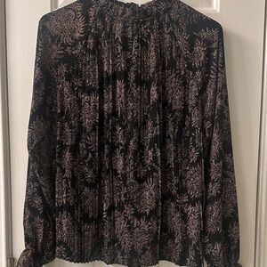Ann Taylor Elegant Black and Pink Floral Women's Top
